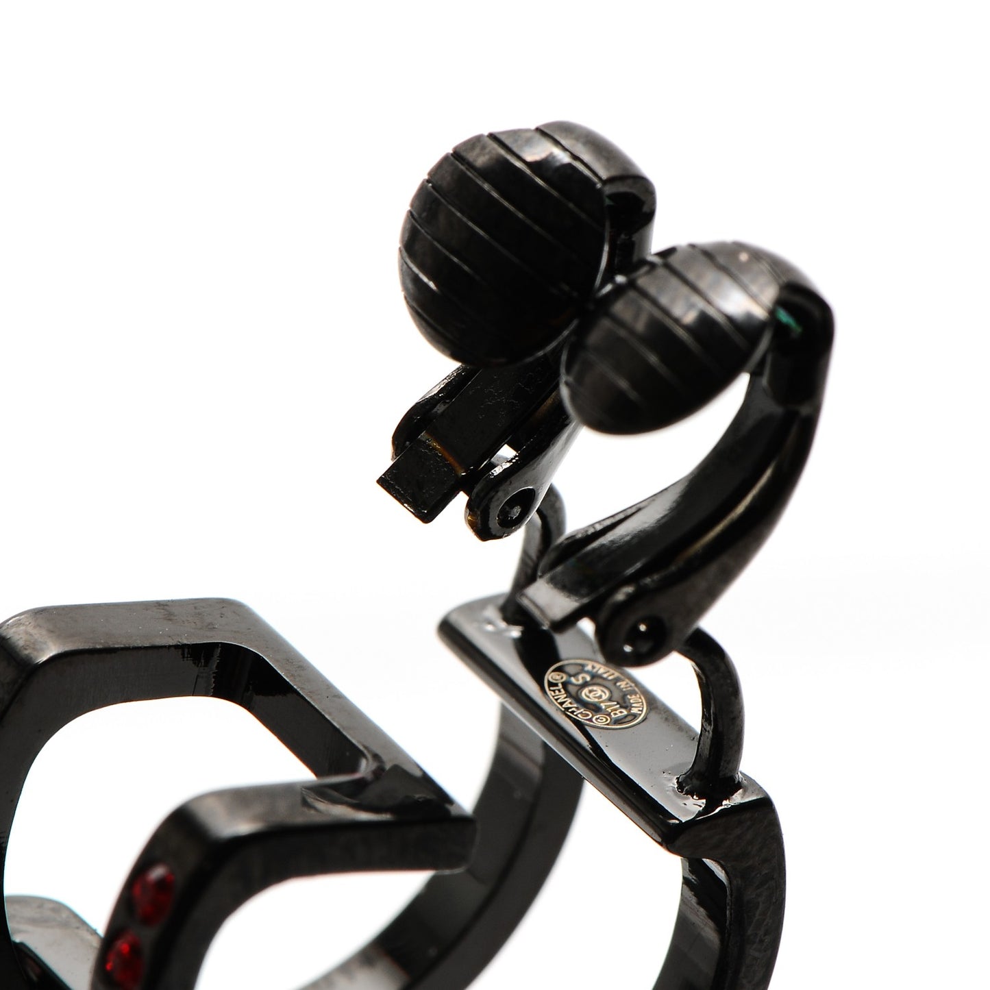 Crystal CC Clip On Earring Red