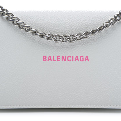 Balenciaga Grained Calfskin Logo Cash Phone Holder Wallet On Chain White Fluo Pink 9 of 9