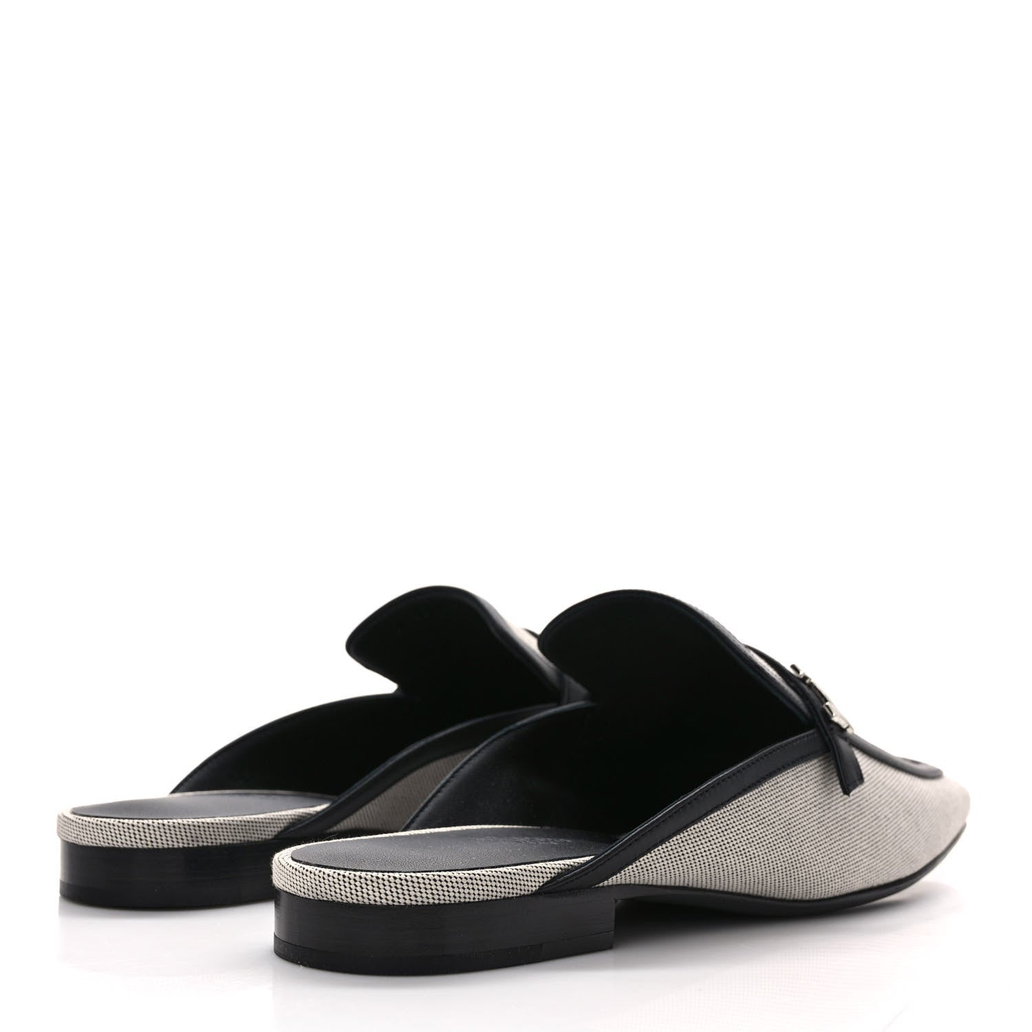 Hermes Canvas Calfskin Womens Groupie Mules 40 Prunoir Black 3 of 7