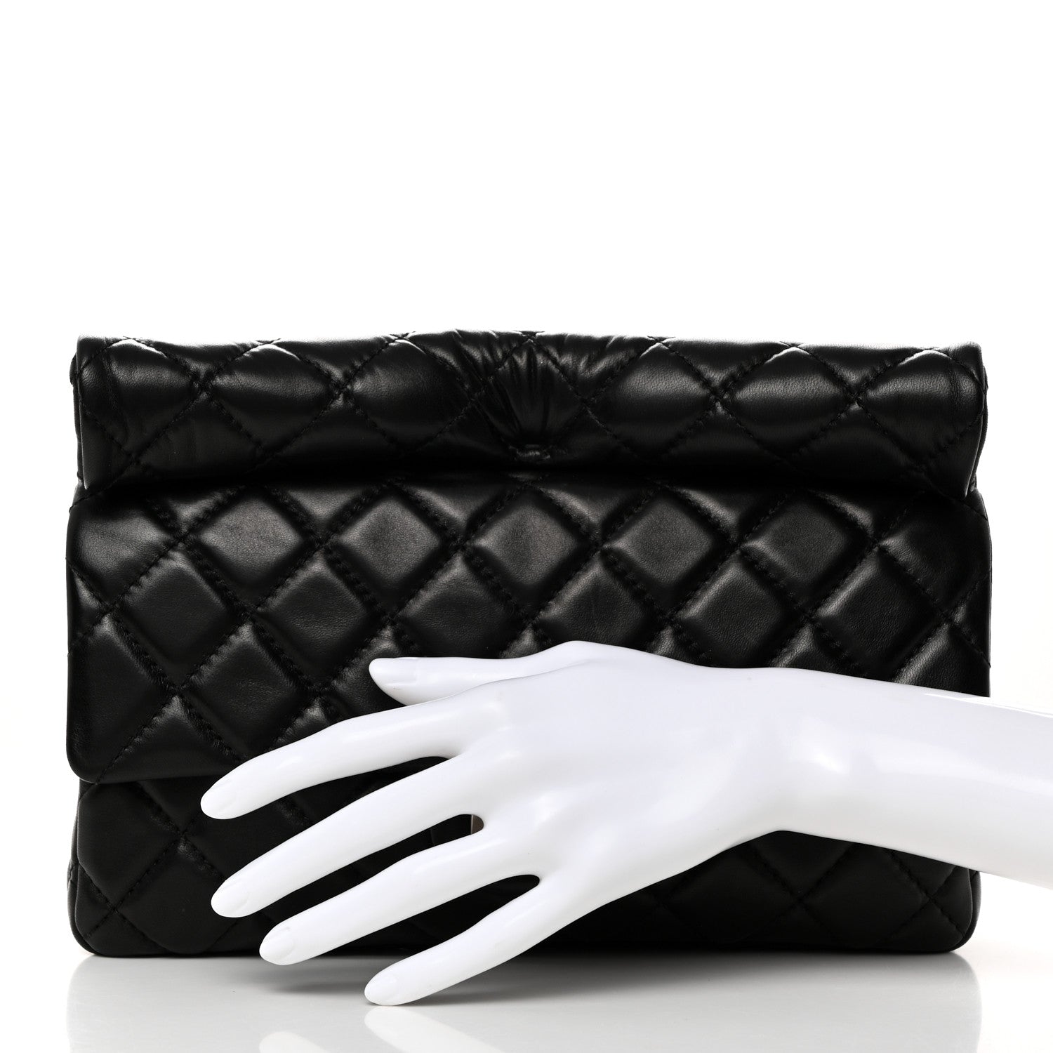 Chanel Lambskin Quilted Large Roll 2.55 Reissue Clutch Black 2 of 8