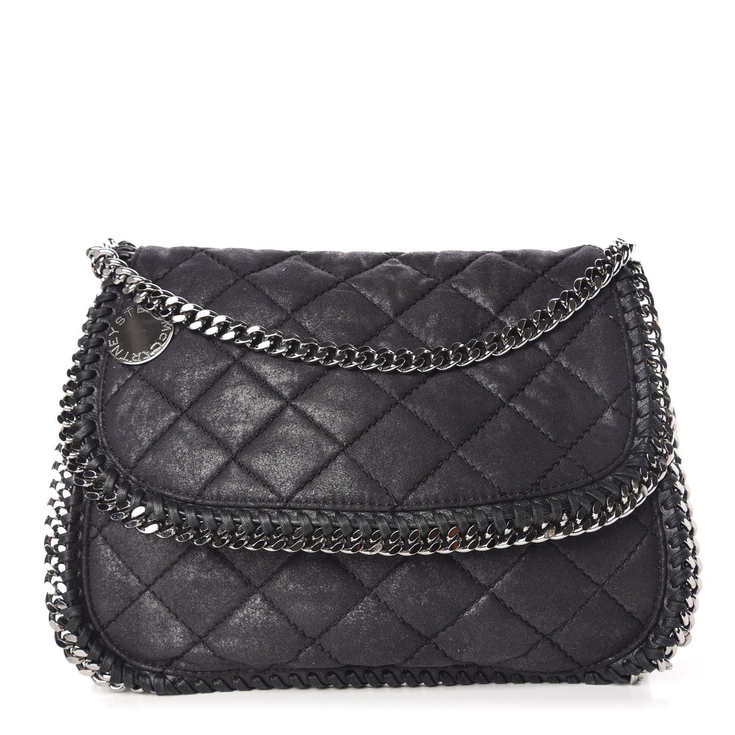 Shaggy Deer Quilted Falabella Shoulder Bag Black