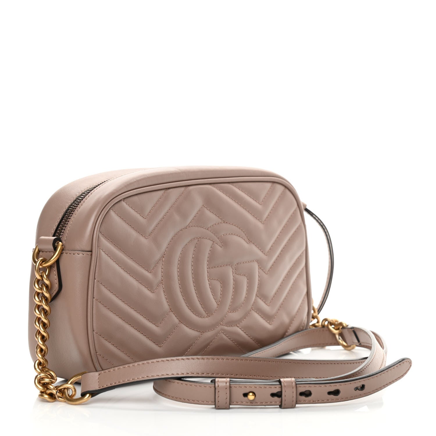 Gucci Calfskin Matelasse Small GG Marmont Chain Shoulder Bag Porcelain Rose 2 of 13