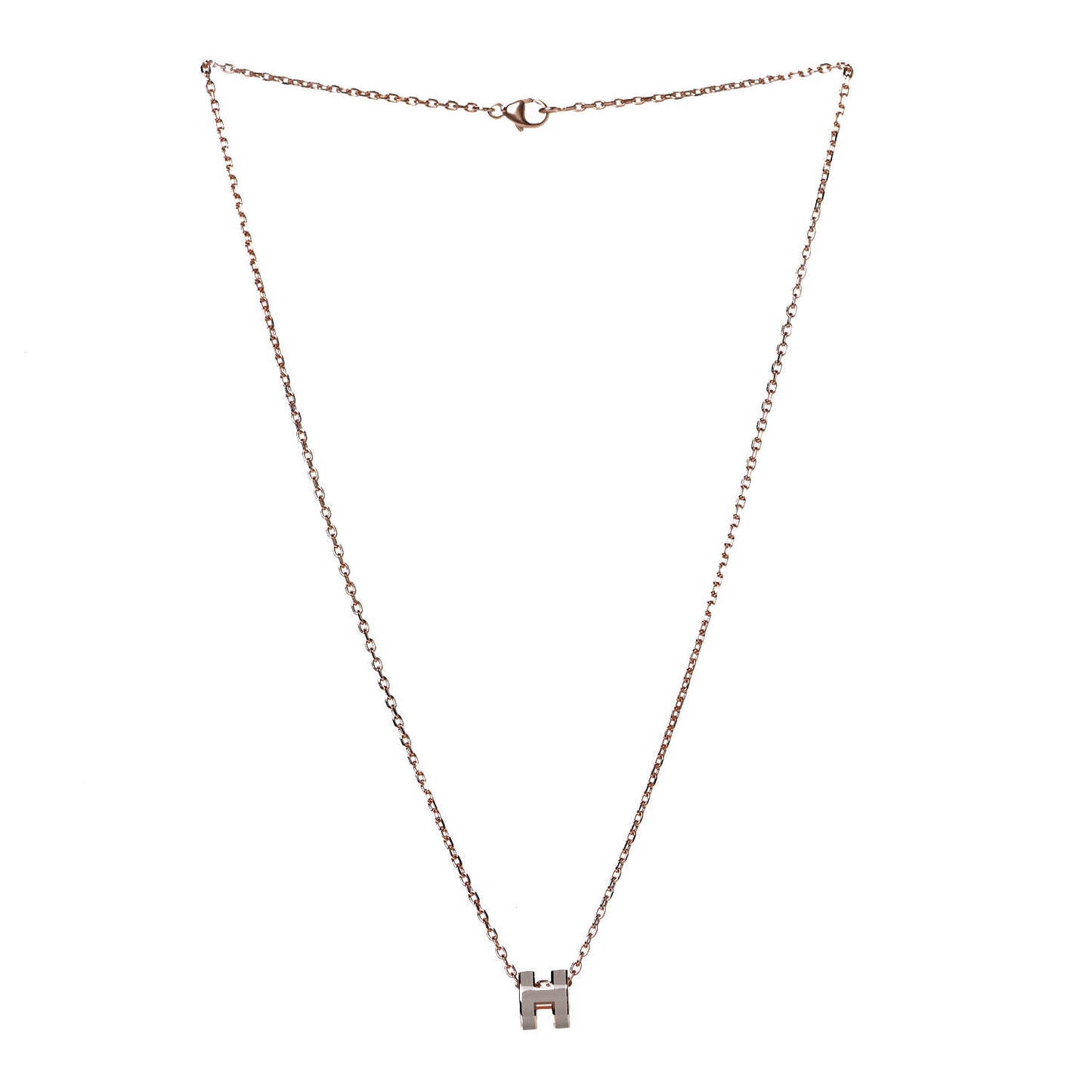 Lacquered Rose Gold Mini Pop H Pendant Necklace Marron Glace