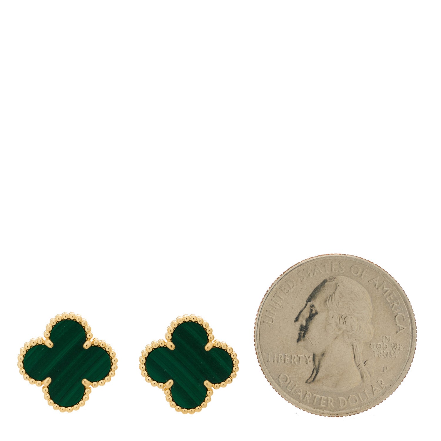 Van Cleef & Arpels 18K Yellow Gold Malachite Vintage Alhambra Earrings 2 of 5