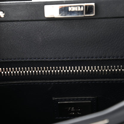 Fendi Vitello Seta Waves Bi-Color Medium Peekaboo Iconic Satchel Blue Notte Mostarda 15 of 20