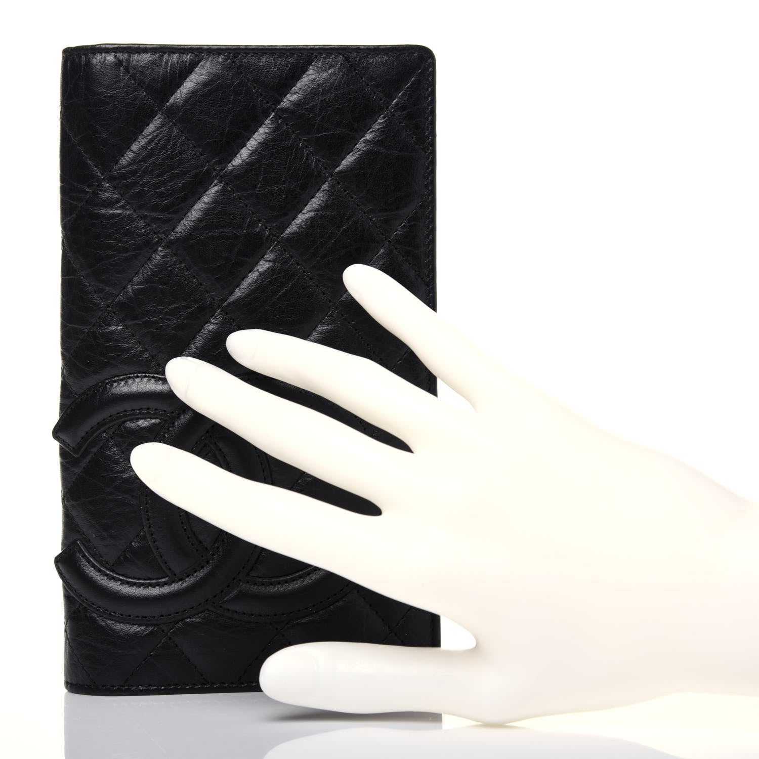 Chanel Aged Calfskin Quilted Cambon Yen Wallet Black 2 of 13