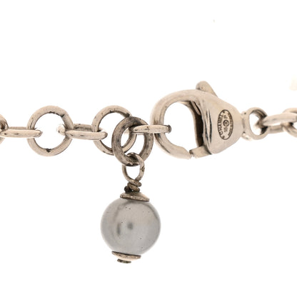 Chanel Crystal Baguette Graduated Pearl CC Short Necklace Silver Grey 4 of 7