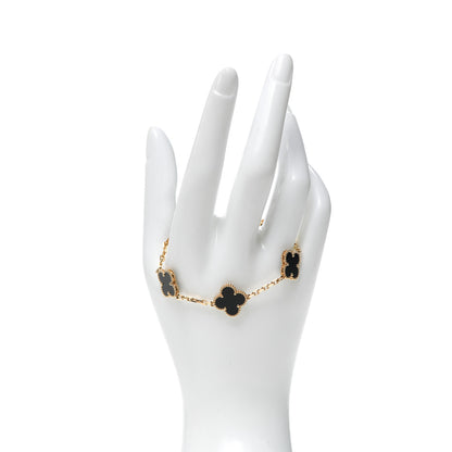Van Cleef & Arpels 18K Yellow Gold Black Onyx 5 Motifs Vintage Alhambra Bracelet 2 of 8