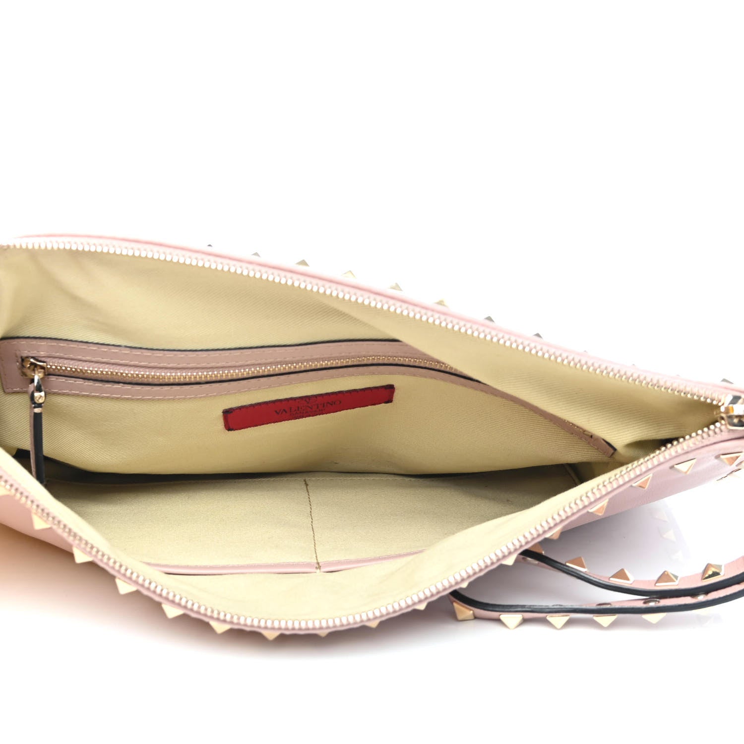 Valentino Garavani Vitello Large Rockstud Zip Wristlet Pouch Poudre 4 of 4