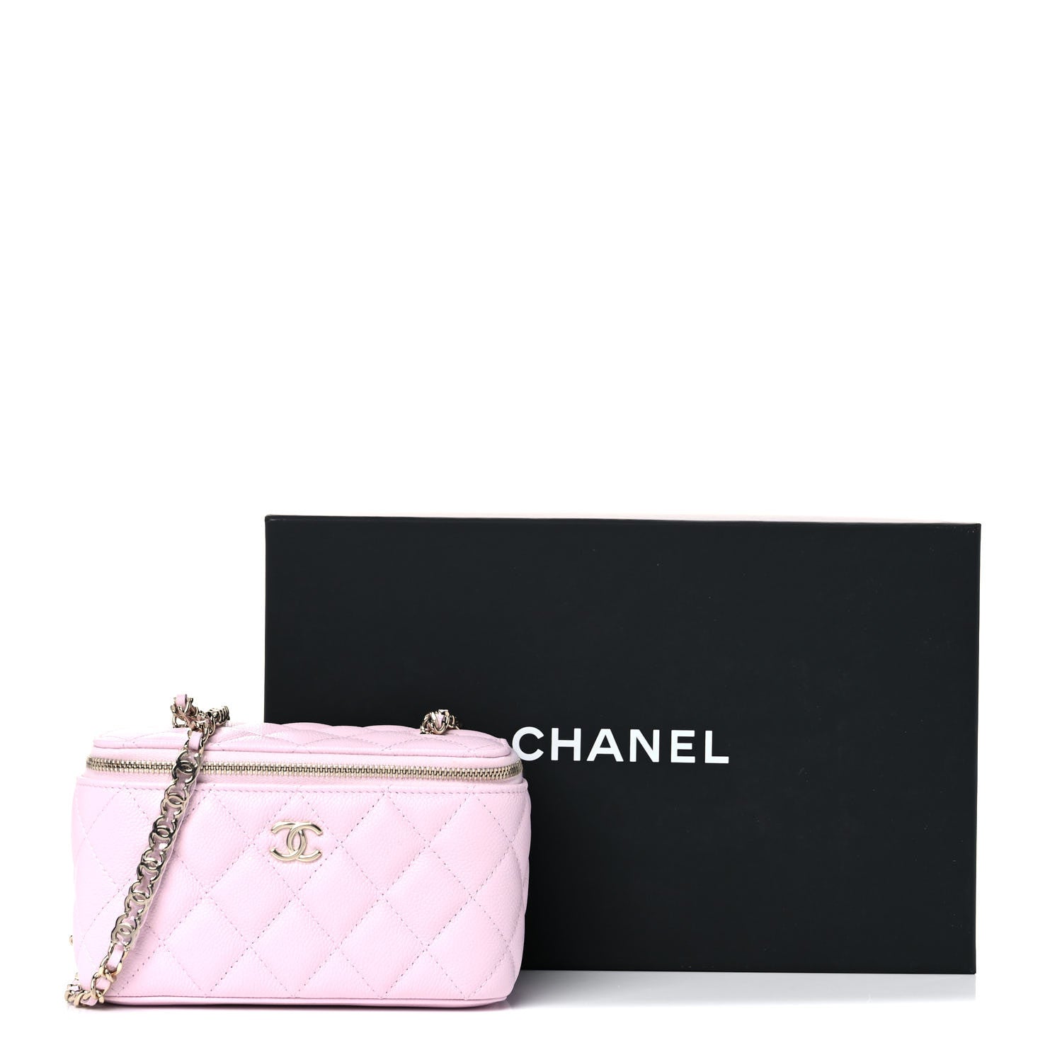 Chanel Caviar Quilted Small Tiny CC Vanity Case With Chain Light Pink 12 of 12