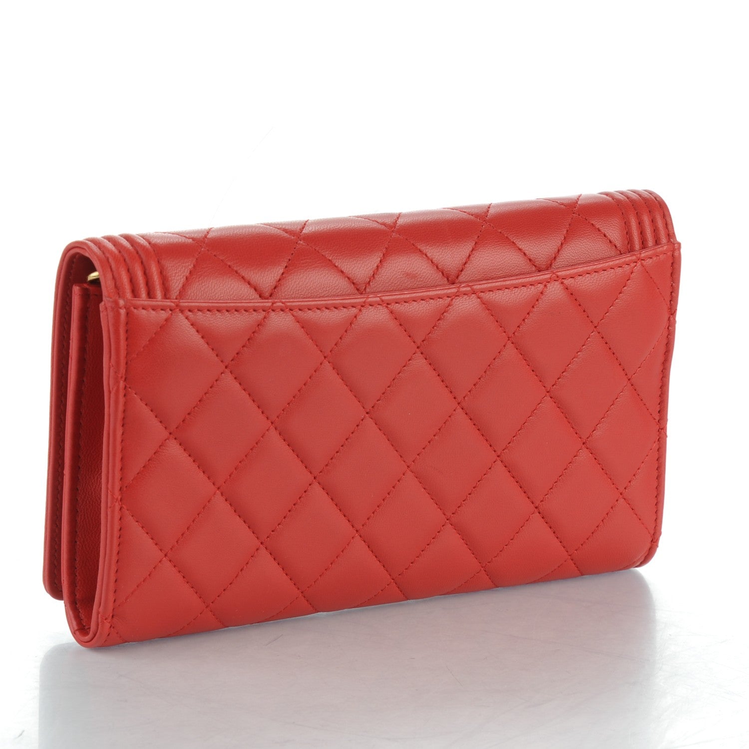Chanel Lambskin Quilted Boy Wallet On Removable Chain WOC Red 3 of 8