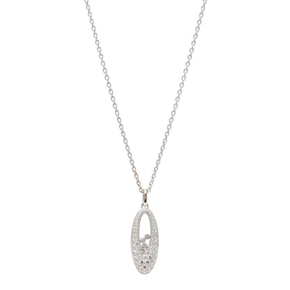 Chopard 18K White Gold Happy Diamonds 3 Floating Diamonds Oval Pendant Necklace 1 of 7