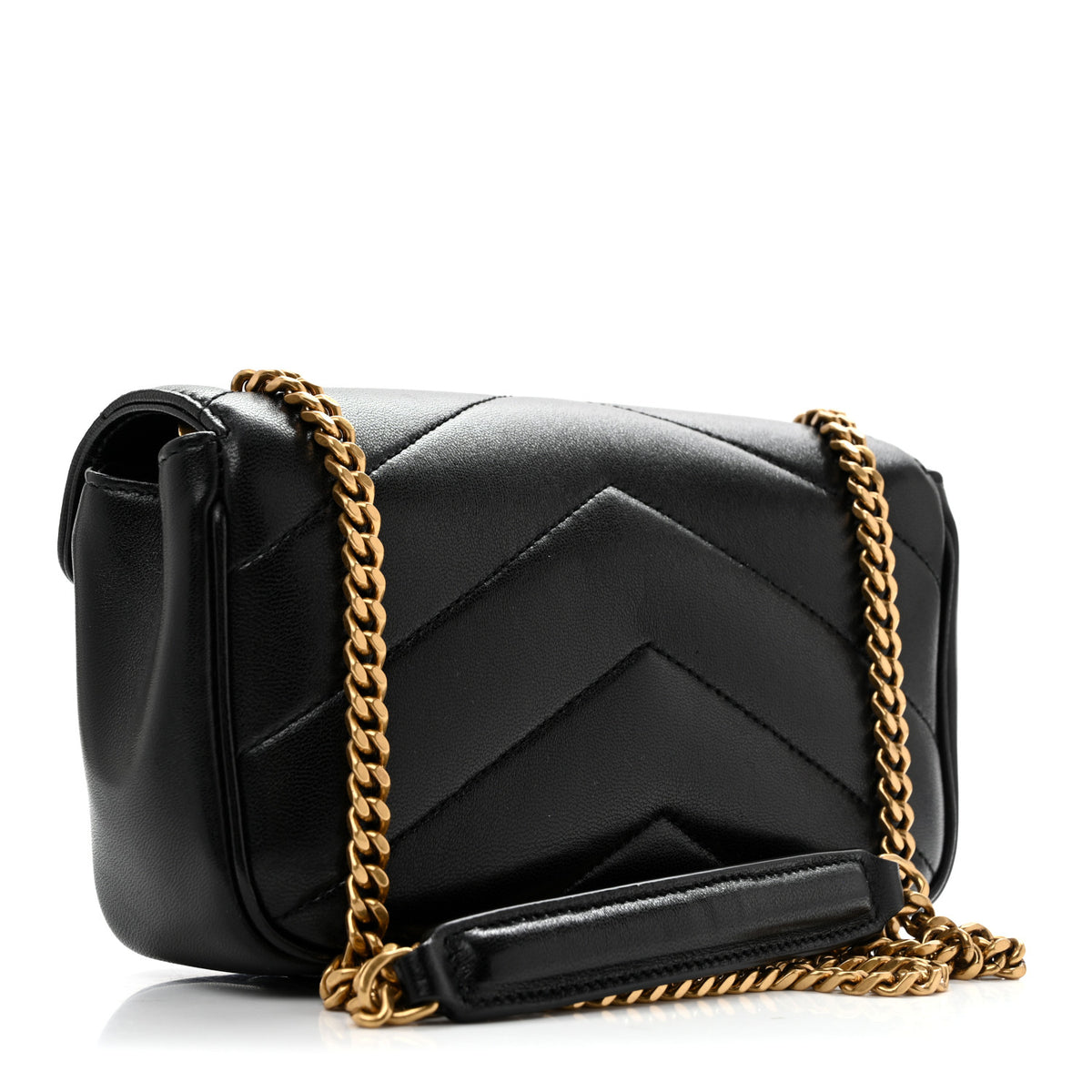 Lambskin Chevron Quilted Mini Loulou Black