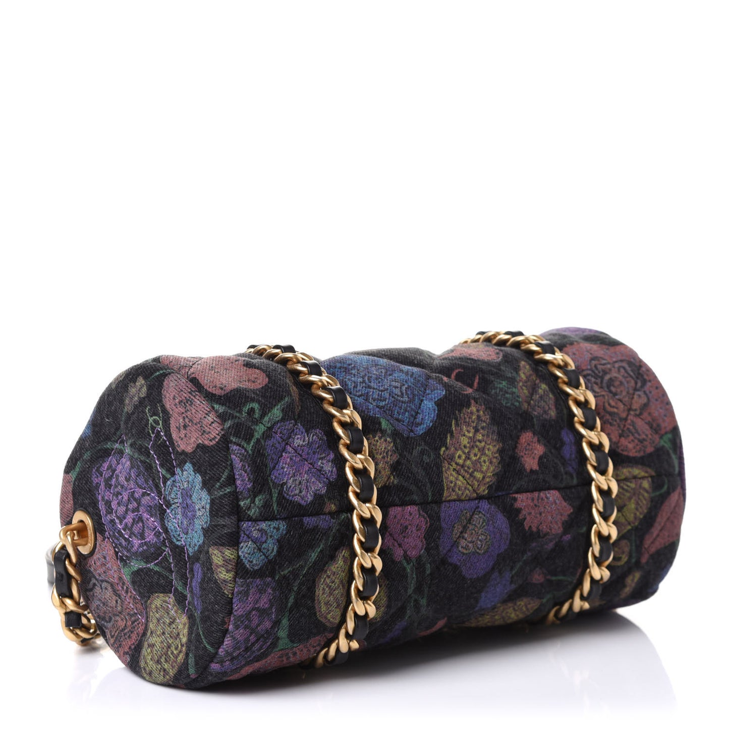 Denim Printed Destination Chenonceau Bowling Bag Charcoal Multicolor