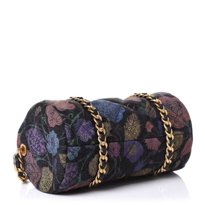 Chanel Denim Printed Destination Chenonceau Bowling Bag Charcoal Multicolor 4 of 11