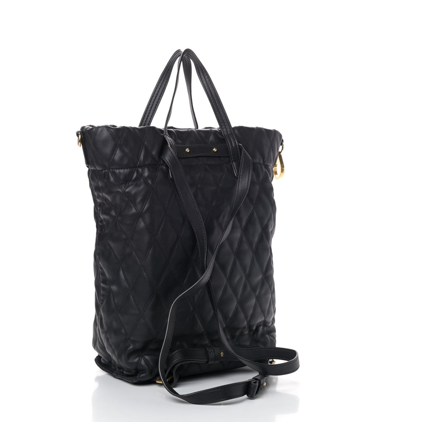 Rubberized Canvas Quilted Duo Backpack Black
