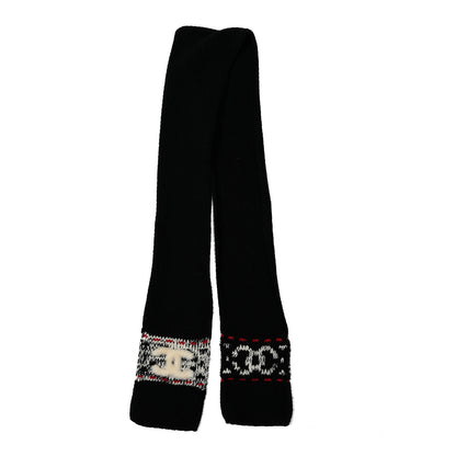 Chanel Wool Shearling CC Scarf Black White 2 of 3