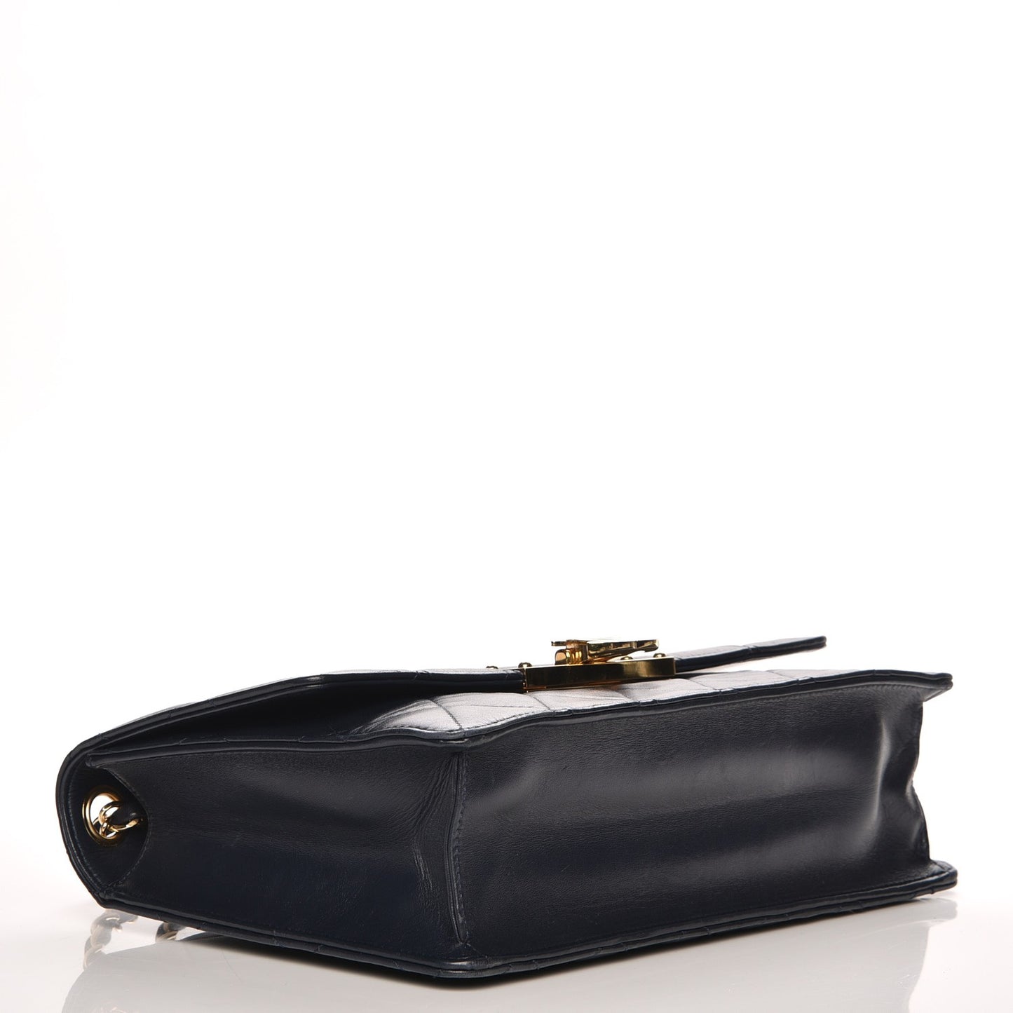 Lambskin Quilted Large Golden Class Flap Navy