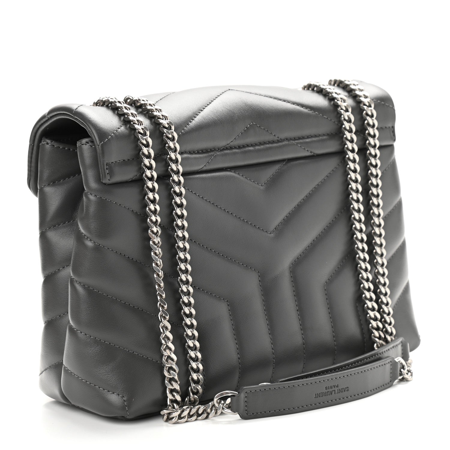 Saint Laurent Calfskin Y Quilted Monogram Small Loulou Chain Satchel Storm 3 of 11