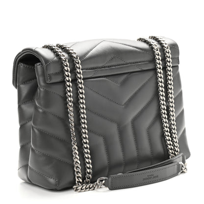 Saint Laurent Calfskin Y Quilted Monogram Small Loulou Chain Satchel Storm 3 of 11