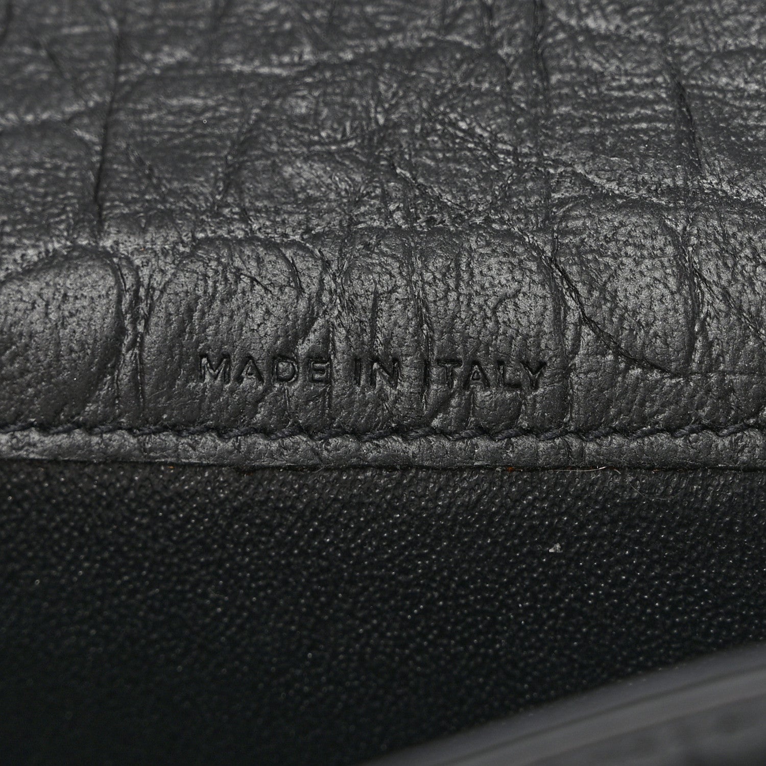 Saint Laurent Calfskin Crocodile Embossed Monogram Monochrome Business Card Holder Black 8 of 11