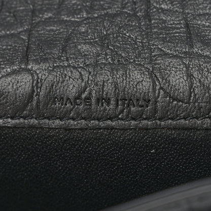 Saint Laurent Calfskin Crocodile Embossed Monogram Monochrome Business Card Holder Black 8 of 11