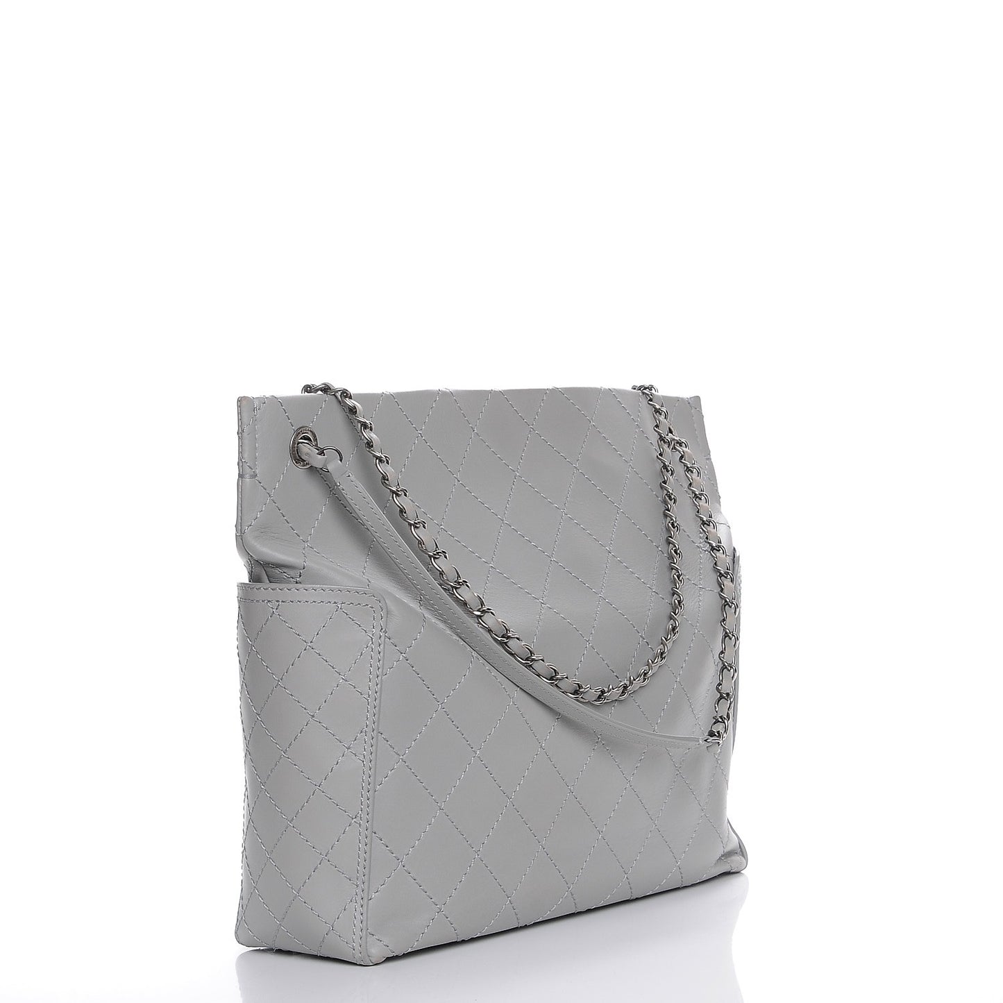Calfskin Stitched CC Pocket Hobo Grey