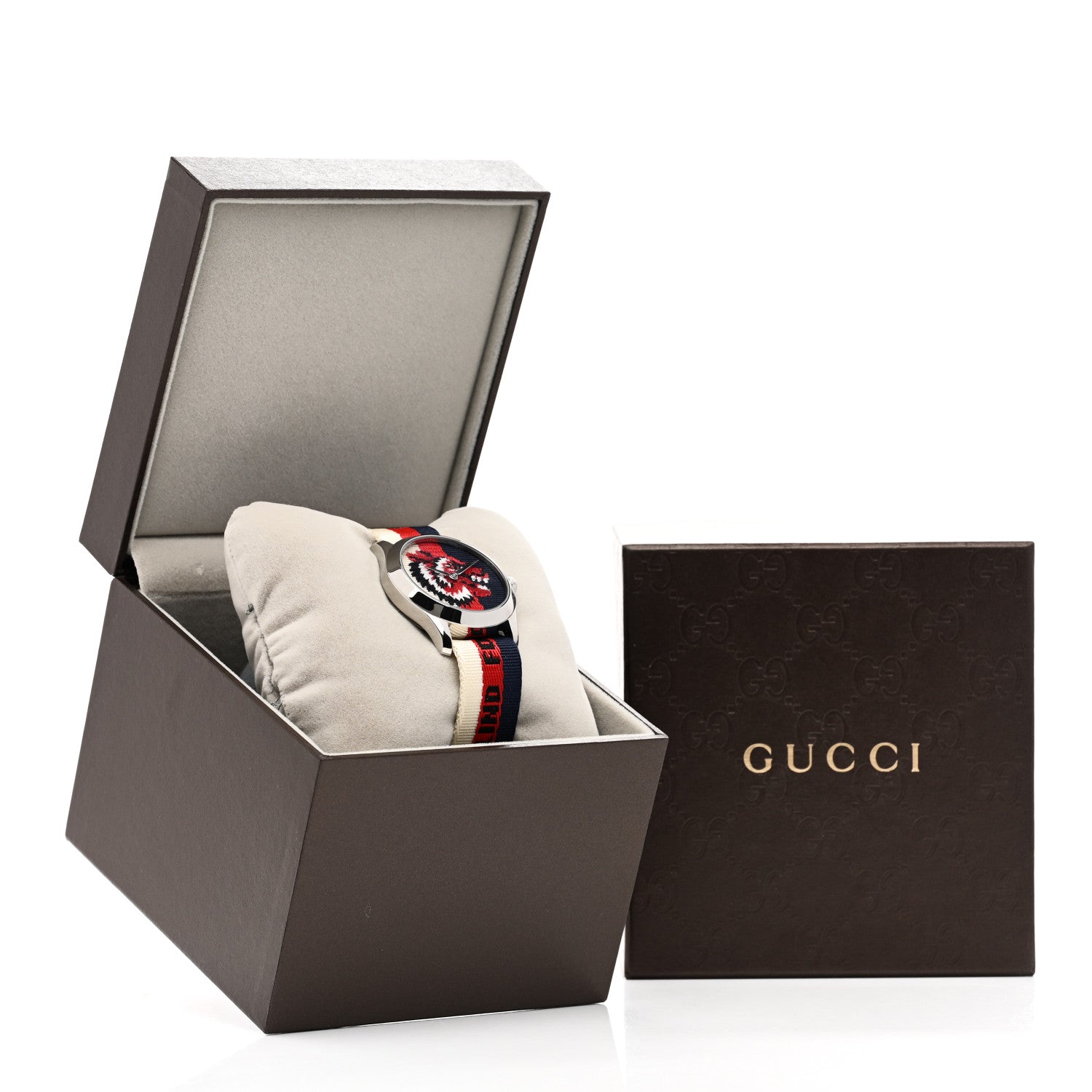 Gucci Stainless Steel Nylon 38mm Le Marche Des Merveilles Wolf Quartz Watch Navy 5 of 5