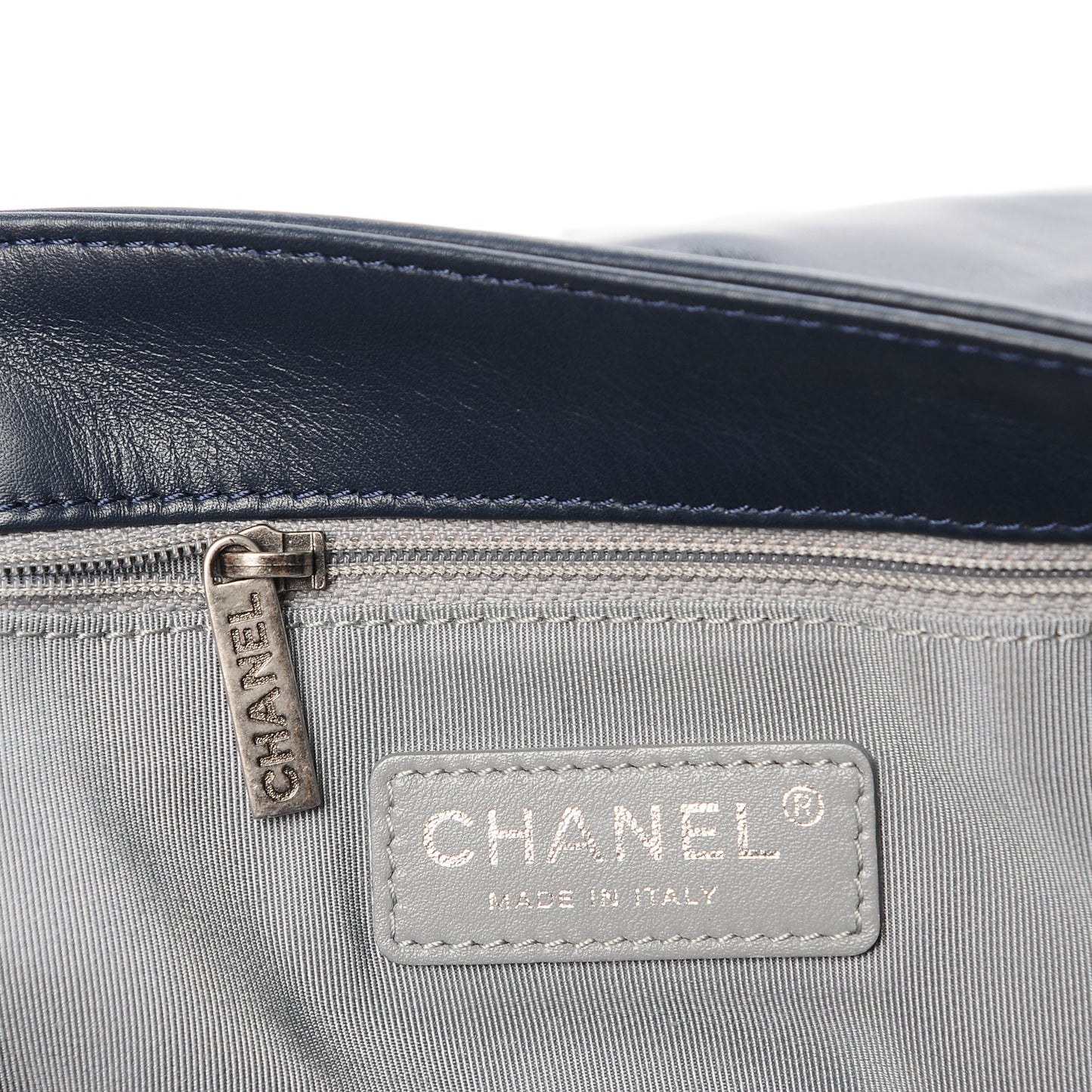 Calfskin Quilted Coco Pleats Flap Dark Navy Blue