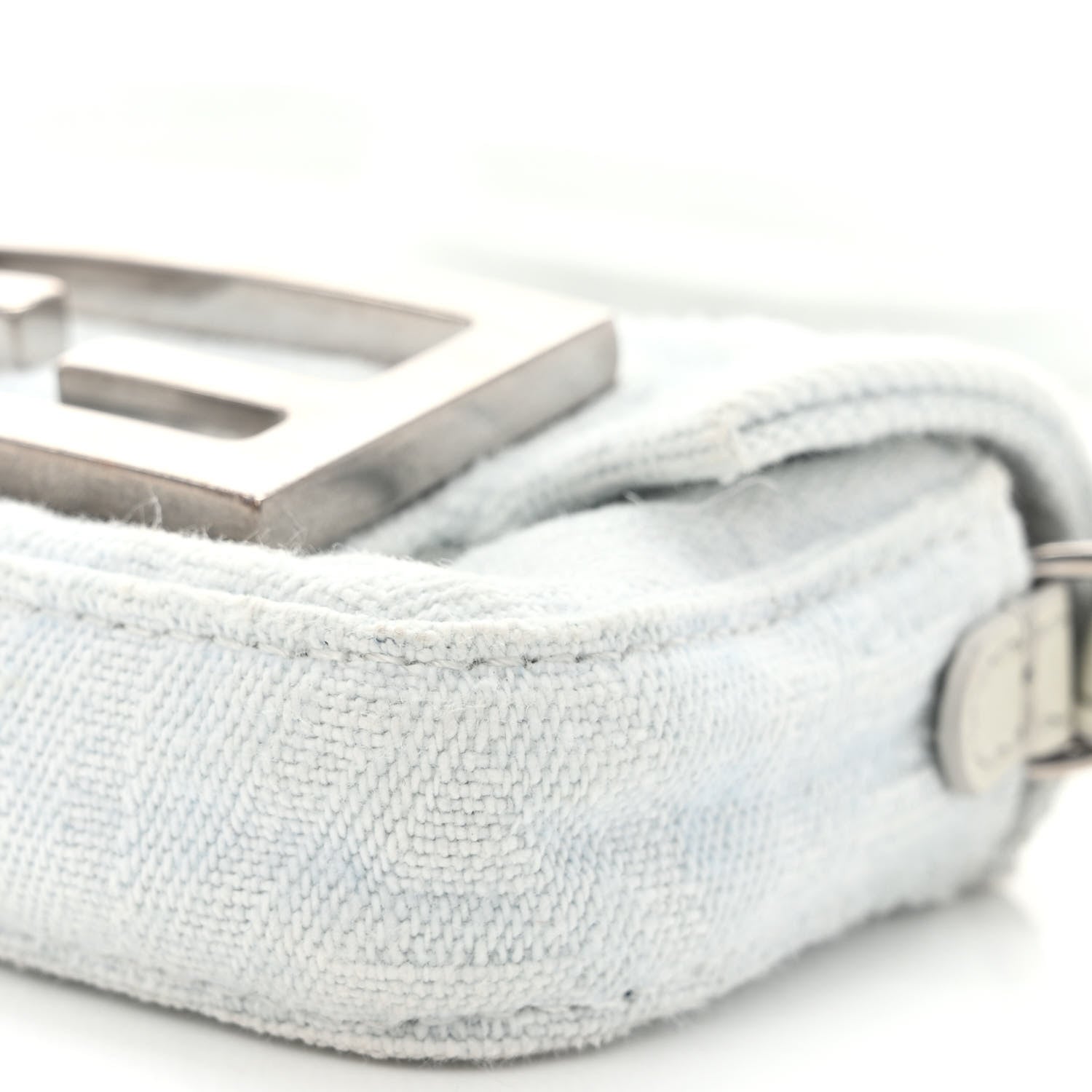 Fendi X MARC JACOBS Bleached Denim Logo Baguette Charm Off White 10 of 12