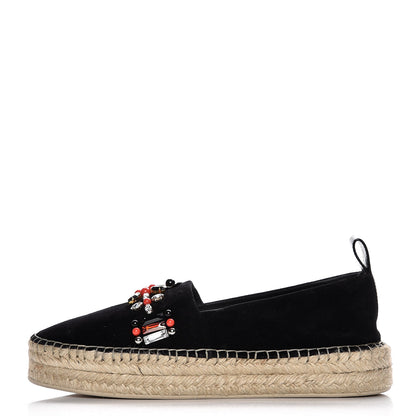 Louis Vuitton Suede Front Pier Espadrille Flats 39 Black 1 of 9