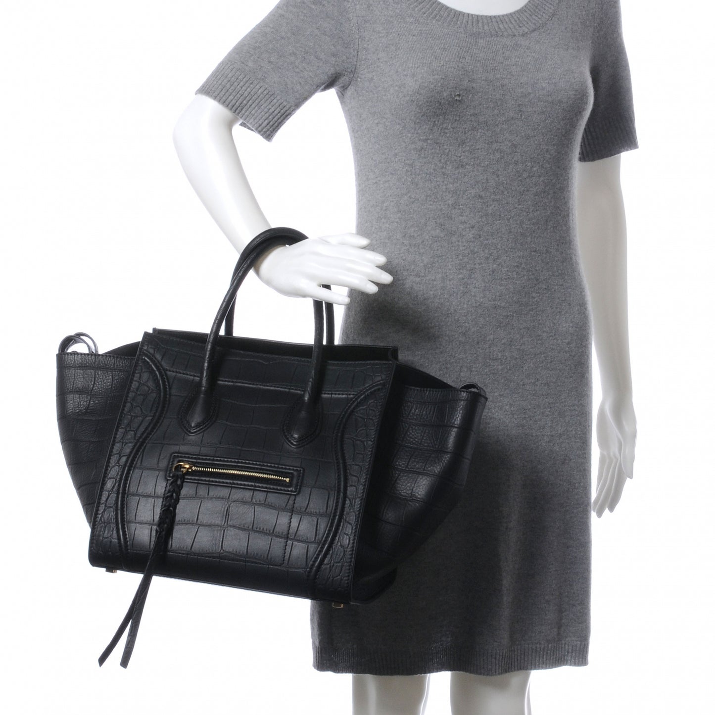 Crocodile Embossed Small Phantom Luggage Black