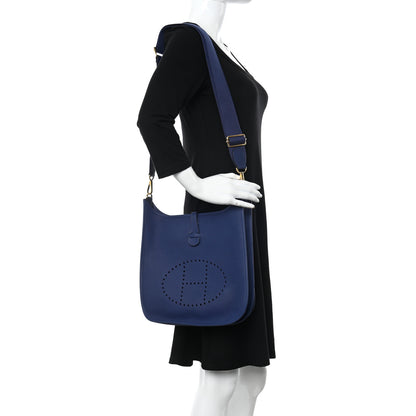 Hermes Taurillon Maurice Evelyne III PM Bleu Saphir 2 of 10