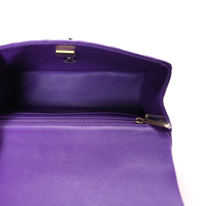 Chanel Lambskin Quilted Mini Top Handle Rectangular Flap Dark Purple 5 of 10