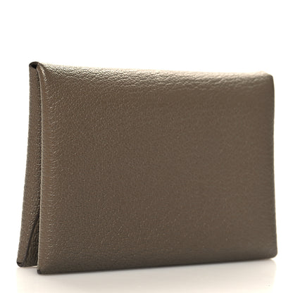 Hermes Chevre Mysore Calvi Duo Card Case Etoupe 3 of 10