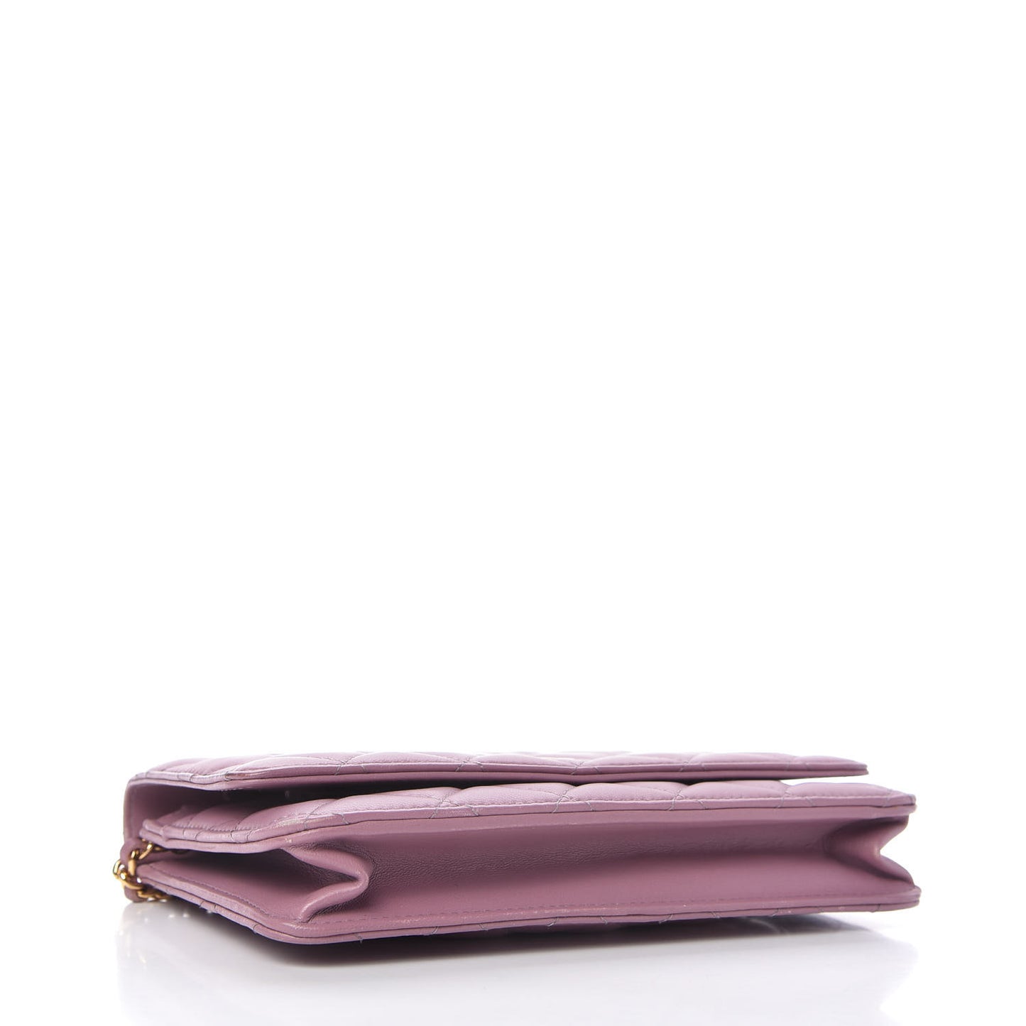 Lambskin Quilted Wallet On Chain WOC Light Purple