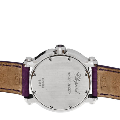 Chopard Stainless Steel Alligator Diamond Amethyst 36mm Happy Sport Quartz Watch Violet 4 of 4