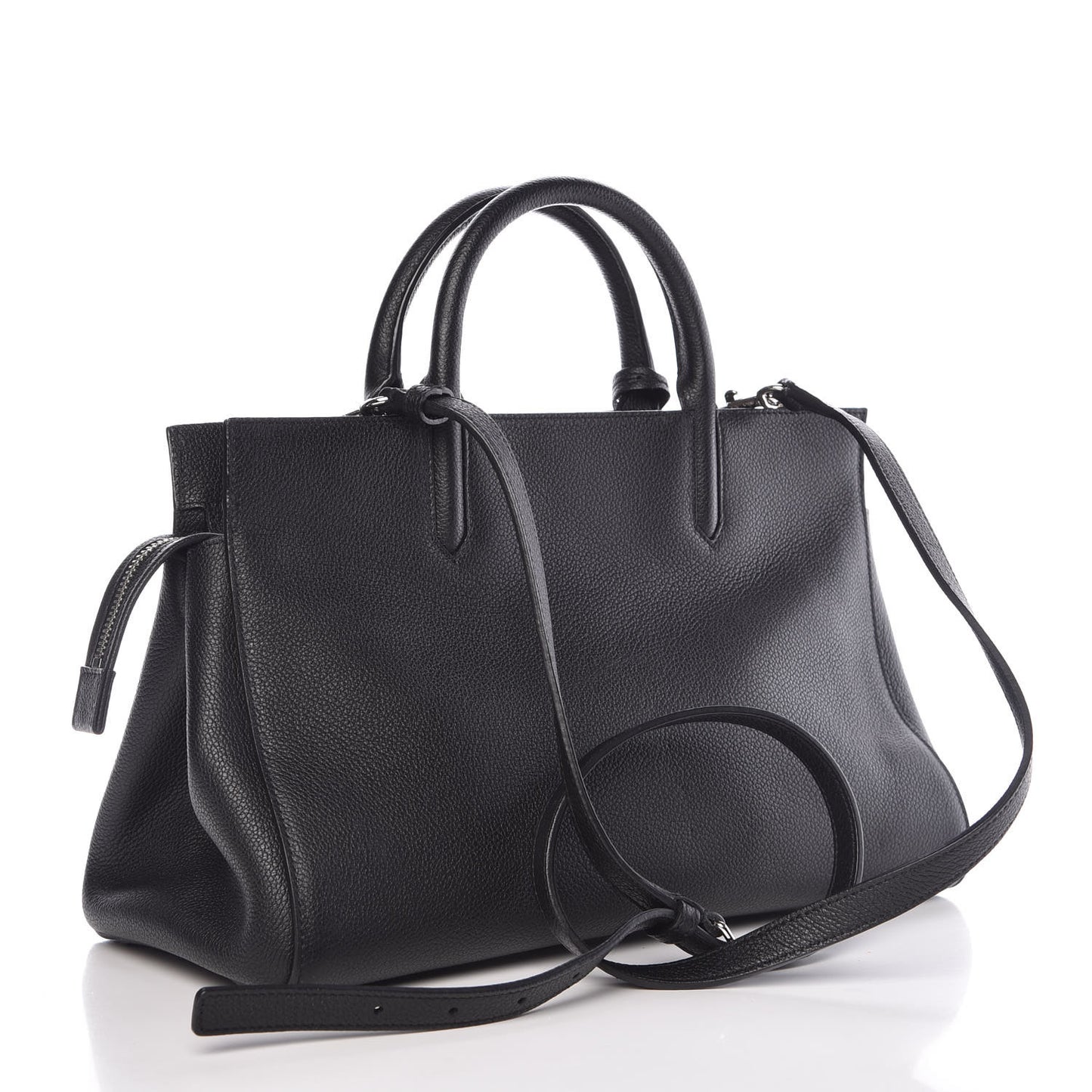 Grained Calfskin Small Cabas Rive Gauche Black