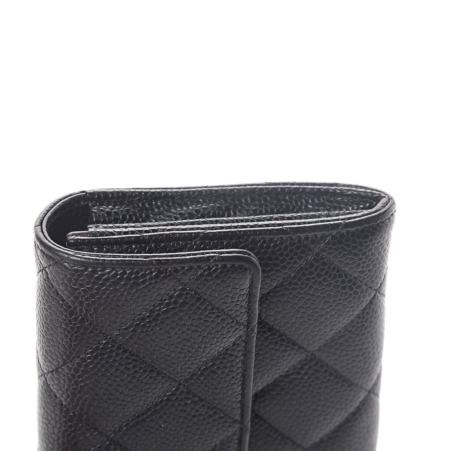 Caviar Quilted Large Gusset Flap Wallet Black