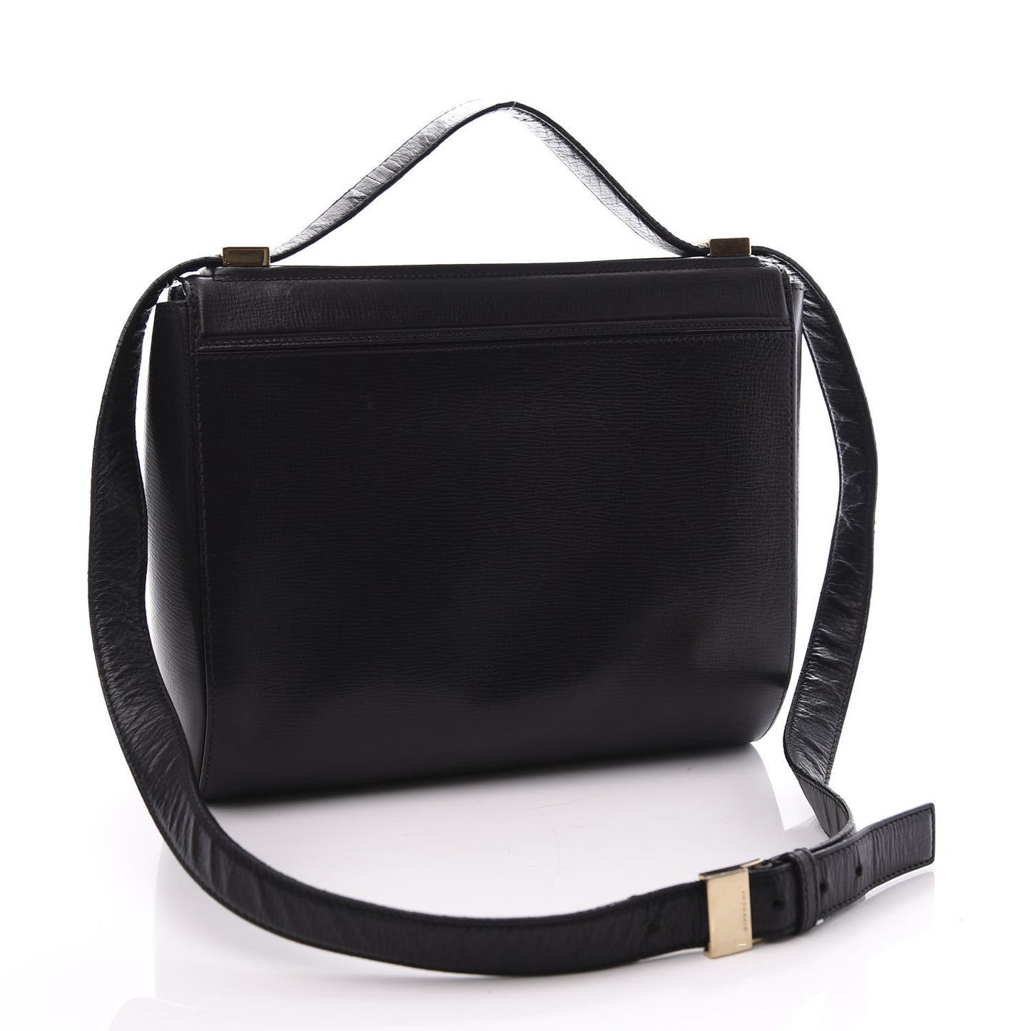 Textured Calfskin Medium Pandora Box Crossbody Bag Black