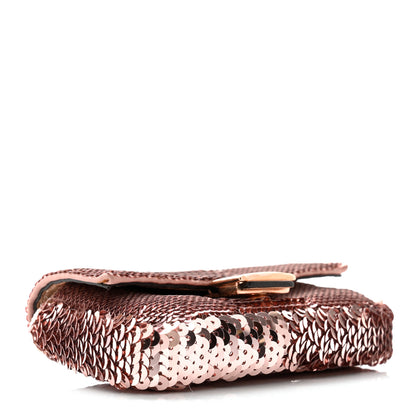 Fendi Sequin Metallic Nappa Pequin Nano Baguette Charm Rame 4 of 7