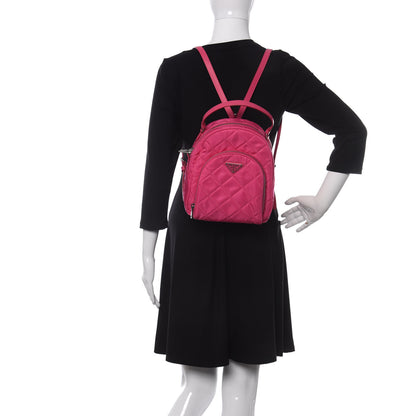 Prada Nylon Tessuto Impuntu Quilted Backpack Fuxia 2 of 8