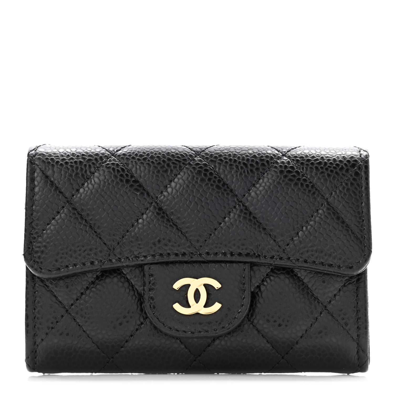Chanel Caviar Quilted Flap Card Holder Wallet Black 1 of 8
