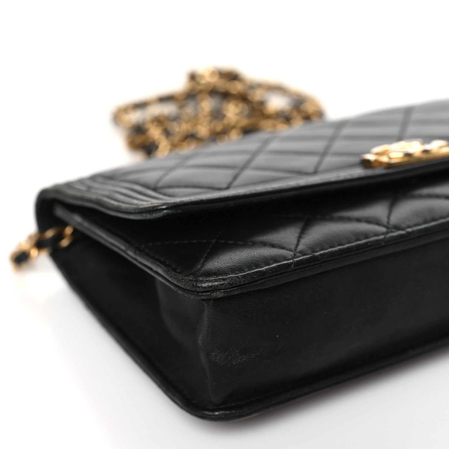 Chanel Lambskin Quilted Boy Wallet On Chain WOC Black 9 of 11