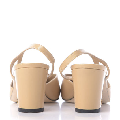 Chanel Goatskin Grosgrain Cap Toe CC Slingback Sandals 38 Beige Black 6 of 13