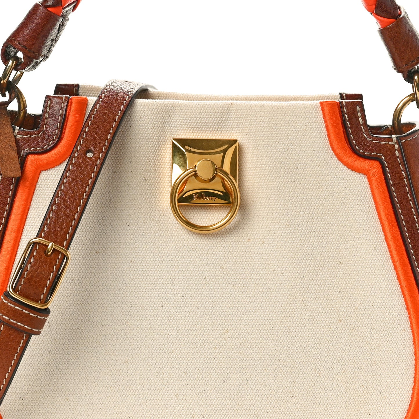 Canvas Calfskin Mini Iris Hobo Ecru Oak Orange