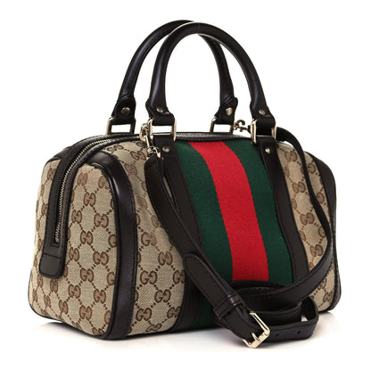 Gucci Monogram Vintage Web Small Boston Dark Brown 2 of 14