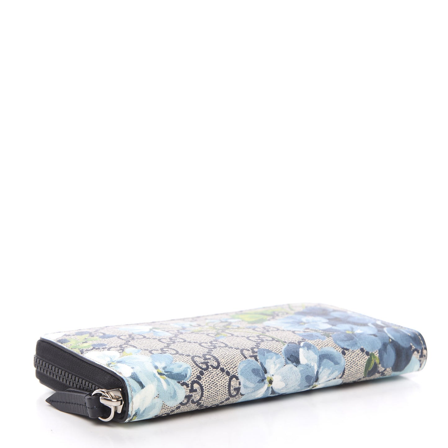 GG Supreme Monogram Blooms Zip Around Wallet Blue
