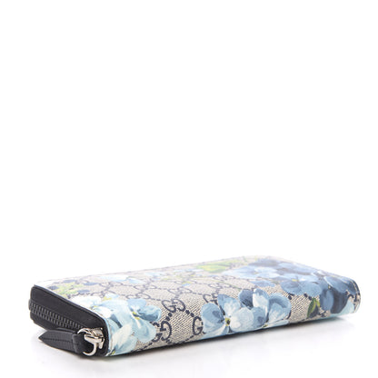 Gucci GG Supreme Monogram Blooms Zip Around Wallet Blue 4 of 8
