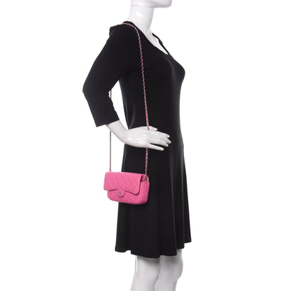 Chanel Lambskin Quilted Flap Phone Holder With Chain Neon Pink 2 of 13